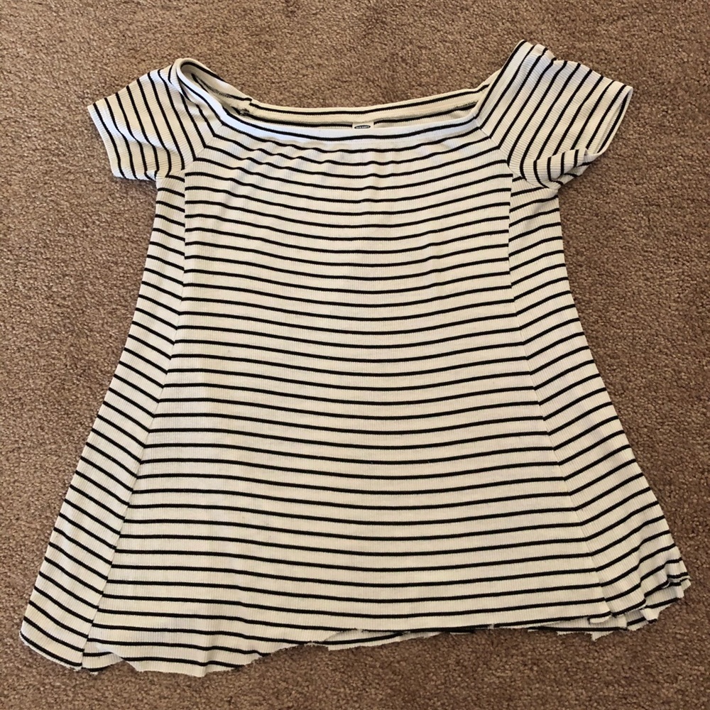 Blue and white off the shoulder top